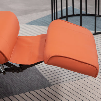 Fauteuil inclinable pivotant manuel réglable en similicuir HomCom avec repose-pieds confortable et relaxant