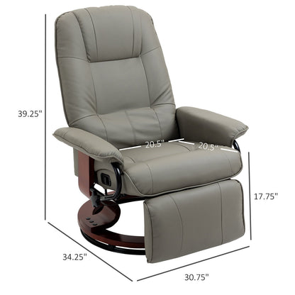 Fauteuil inclinable pivotant manuel réglable en similicuir HomCom avec repose-pieds confortable et relaxant