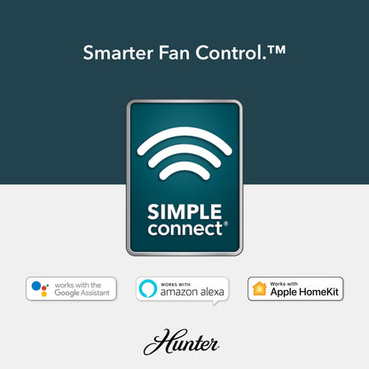 Ventilateur de plafond Hunter WiFi Whittington avec lumière LED, télécommande portable - Moulin à vent - Industriel, Ferme, Rustique - VENTILATEUR INTELLIGENT !