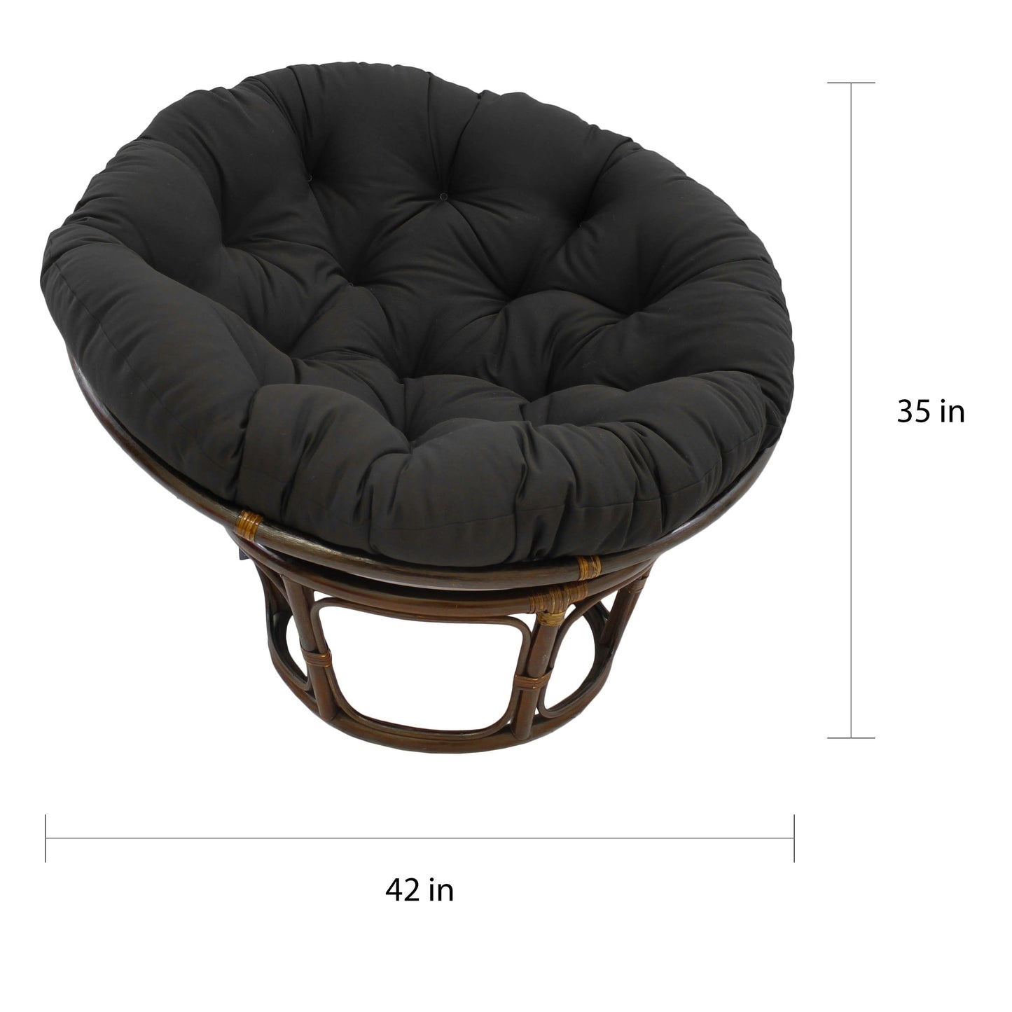 Chaise Papasan Bali en rotin de 42 pouces avec coussin en sergé