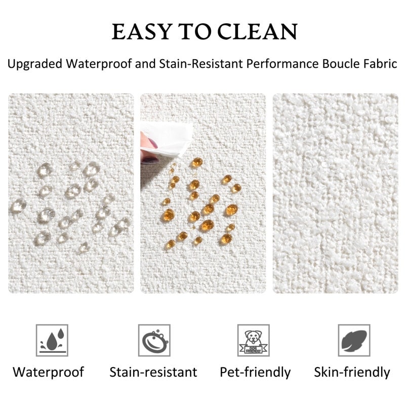 Causeuse 2 places rembourrée KINWELL Boucle avec oreillers