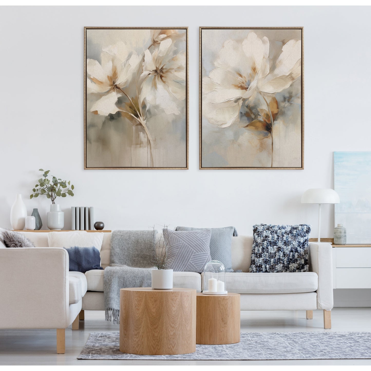 Kate et Laurel Sylvie Toile botanique abstraite perlée