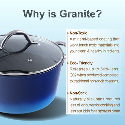 Batterie de cuisine en granit, poêles et casseroles antiadhésives, 12/15/30 pièces