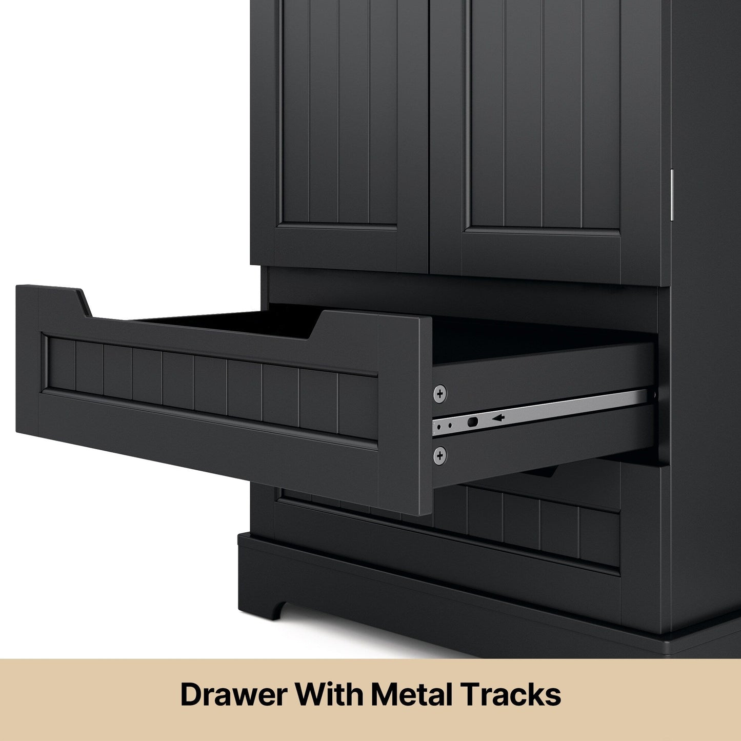 Armoire de rangement pour cuisine, garde-manger, armoire de rangement de salle de bain indépendante avec 2 portes et tiroirs