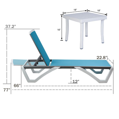 Chaise longue inclinable et réglable Kozyard Alan, pieds entièrement plats en aluminium et résine polypropylène