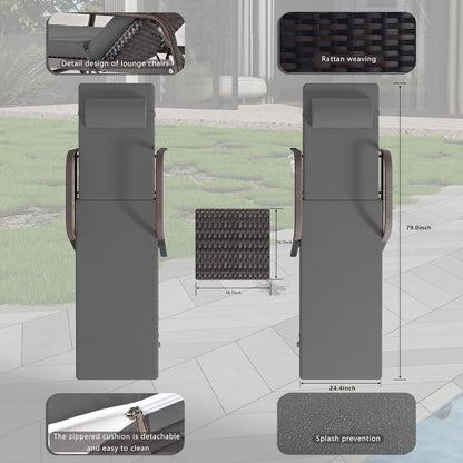 Ensemble de chaises longues d'extérieur 3 pièces Kullavik