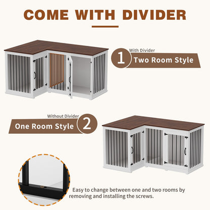 Cage d'angle pour 2 chiens, grande taille, en forme de L, 58,7 x 41,1 cm