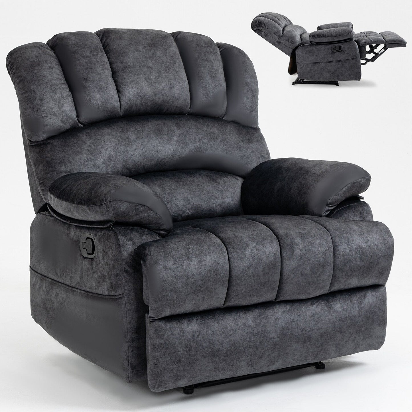 Grand fauteuil inclinable manuel pour adulte, canapé inclinable simple en tissu confortable, fauteuil inclinable rembourré pour salon