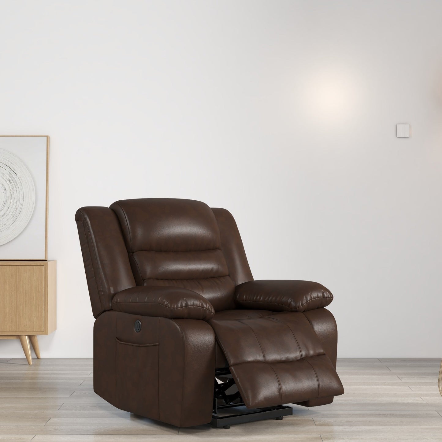 Fauteuil inclinable releveur en cuir avec double moteur, fauteuils inclinables électriques surdimensionnés avec chauffage et massage électrique