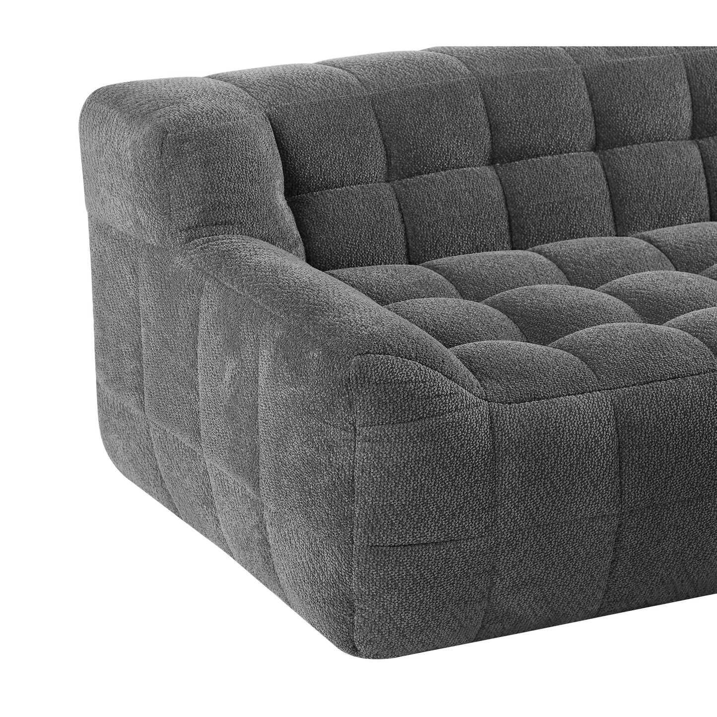 Canapé 2 places Liyasi à compression complète en velours litchi beige, aucun assemblage requis