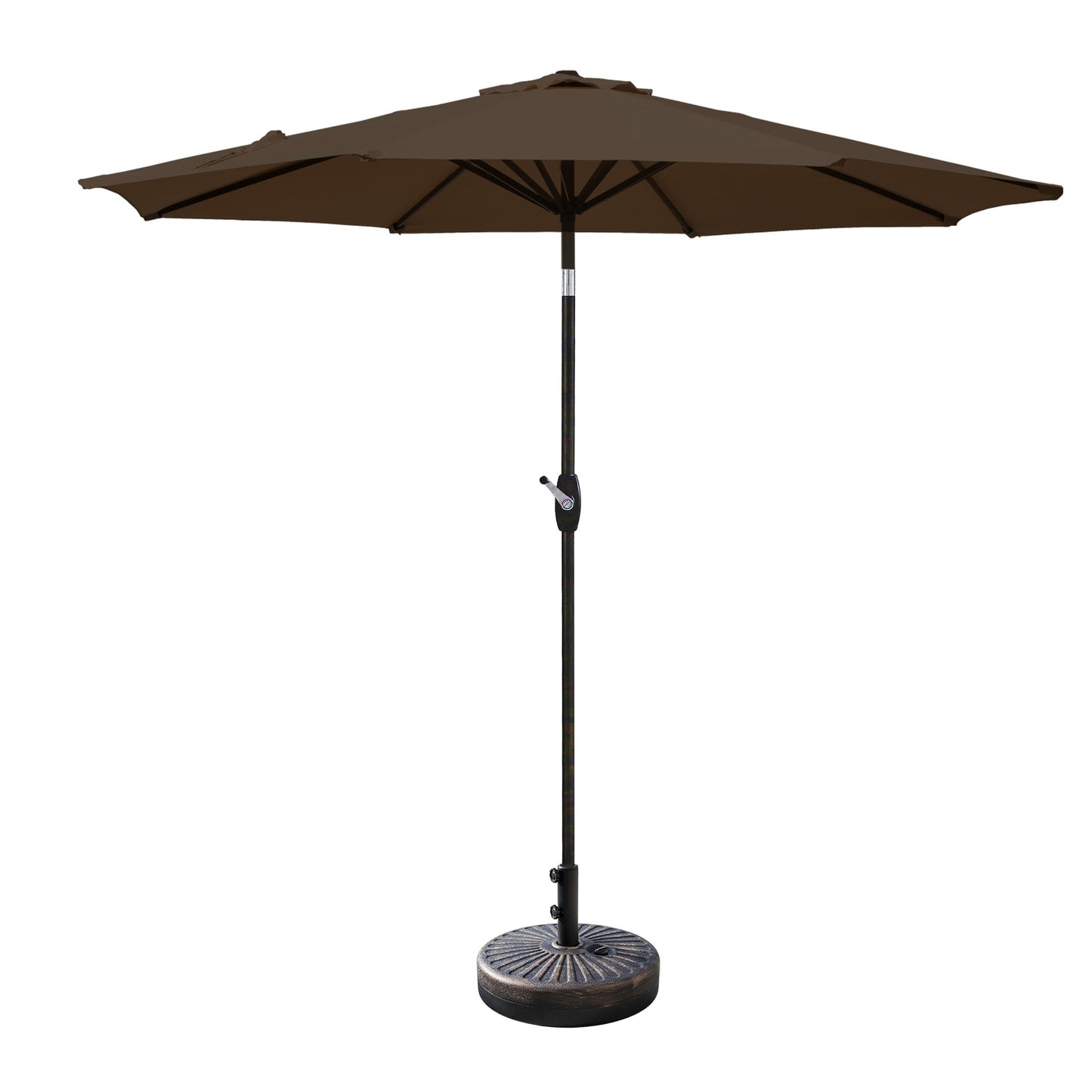 Parasol de patio Lopes de 9 pieds avec base en finition bronze et support de poids inclus