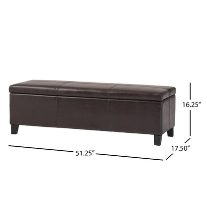 Banc de rangement en similicuir Lucinda par Christopher Knight Home - 51,25 L x 17,50 l x 16,25 H