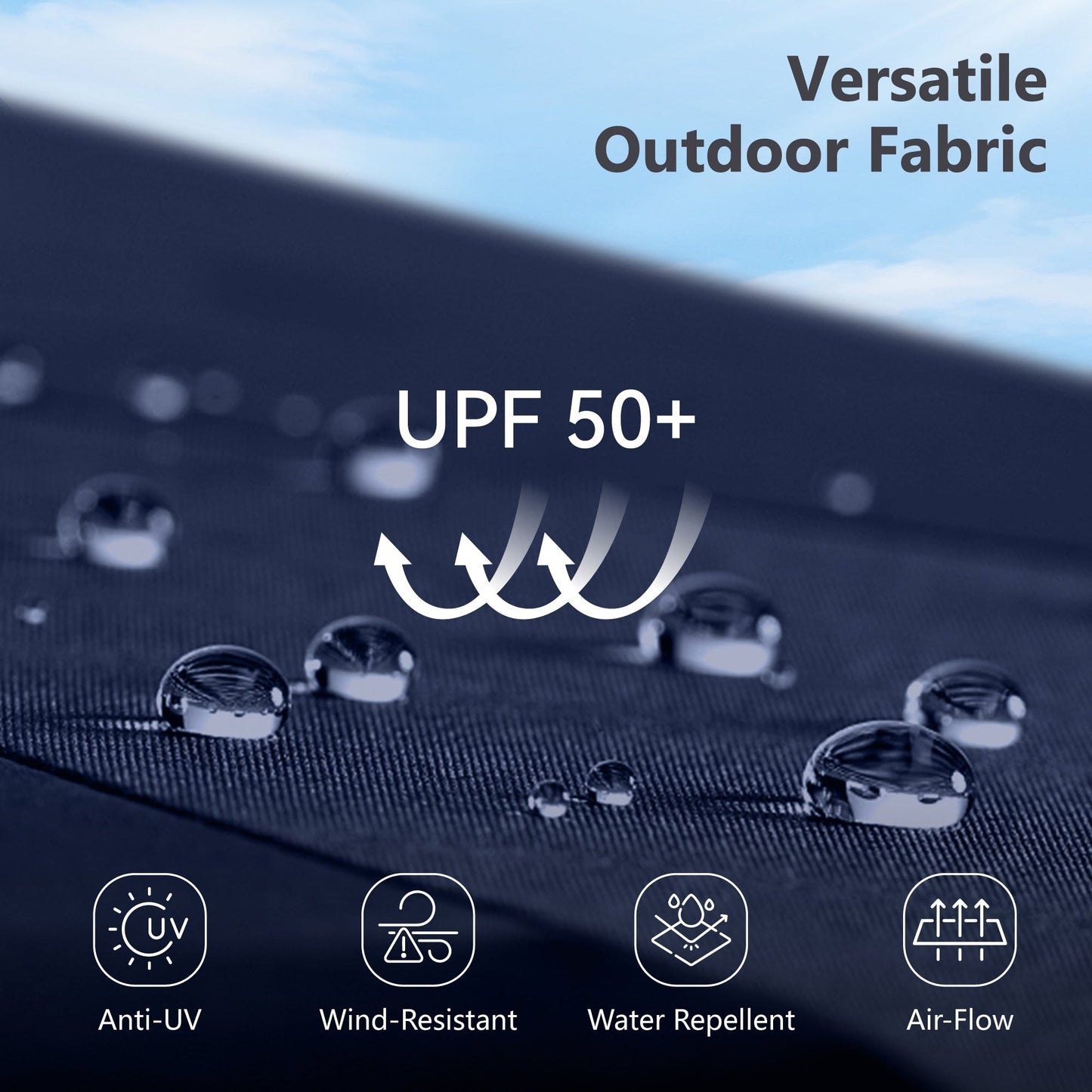 MAISON ARTS Parasol de marché extérieur rectangulaire à manivelle double face de 15 pieds Parasol de patio éclairé par LED solaire avec base incluse