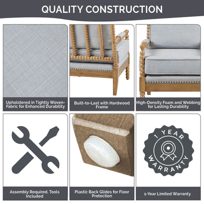 Fauteuil à cadre en bois tourné Madison Park Donohue