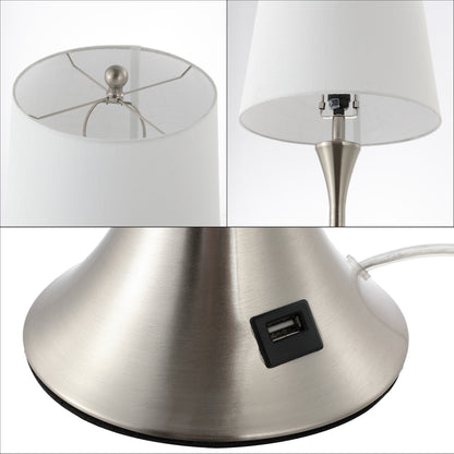 Lampe de table LED Makena 22,75 cm en fer moderne et glamour avec port de chargement USB (lot de 2) par JONATHAN Y