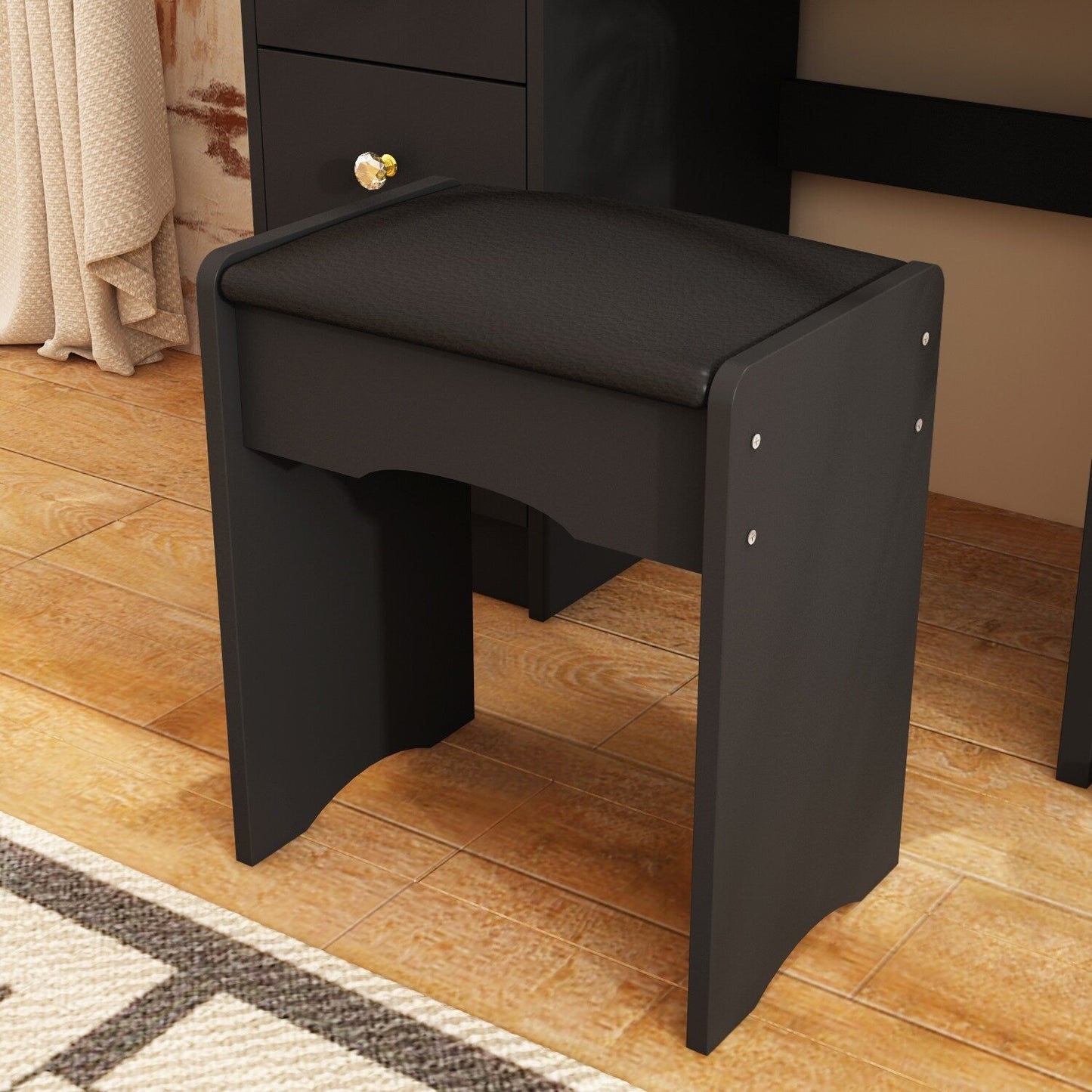 Coiffeuse avec table et tabouret, miroir et éclairage LED