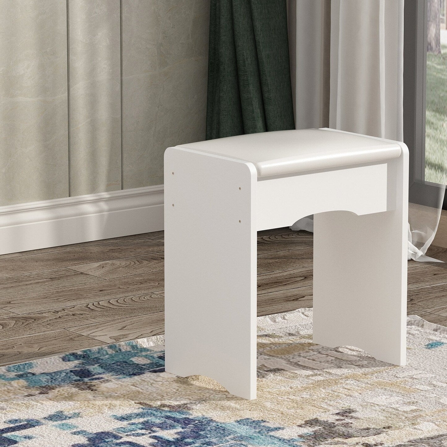 Coiffeuse avec table et tabouret, miroir et éclairage LED