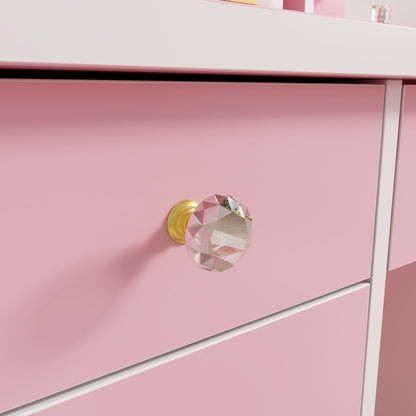 Coiffeuse avec table et tabouret, miroir et éclairage LED