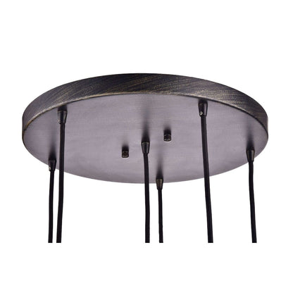 Suspension Mariana à 6 lumières en verre cognac noir antique et base ronde