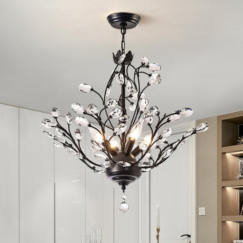 Lustre classique/traditionnel unique Maxax à 4 lumières avec accents en cristal