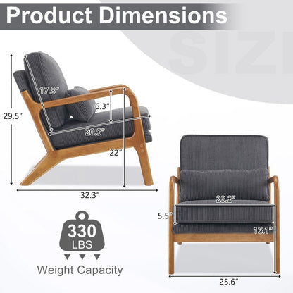 Chaise d'appoint rembourrée de style moderne du milieu du siècle