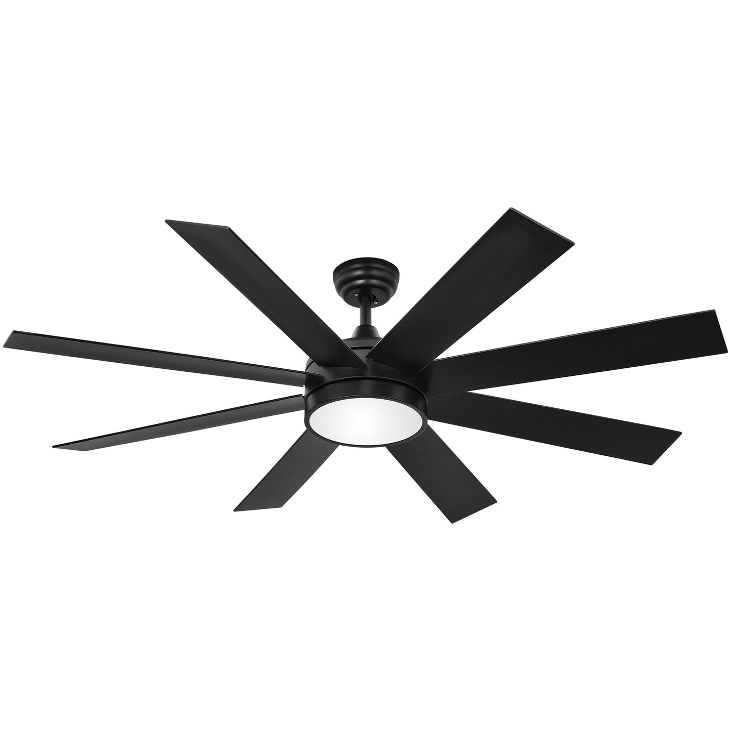 Ventilateur de plafond Moasis noir mat de 60 po à 8 pales avec éclairage LED et télécommande - 60