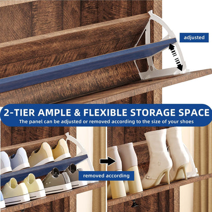 Meuble de rangement à chaussures Moasis avec 2 compartiments pour entrée et couloir