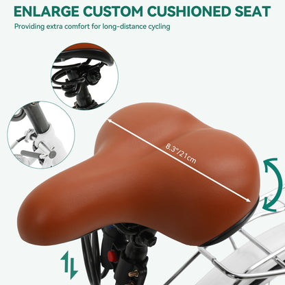 Vélo de croisière Moasis24/26 à 7 vitesses, vélo à cadre réglable, vélo de trajet