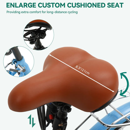 Vélo de croisière Moasis24/26 à 7 vitesses, vélo à cadre réglable, vélo de trajet