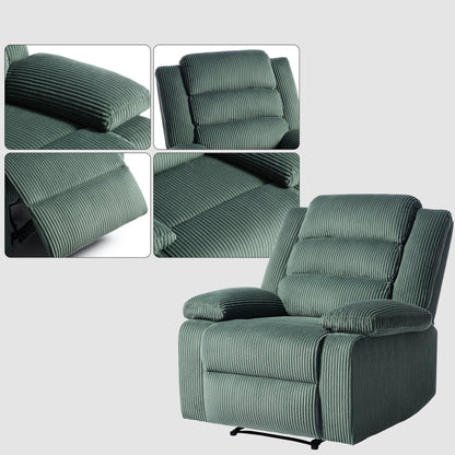 Fauteuil inclinable manuel moderne en velours côtelé, fauteuil inclinable réglable avec accoudoirs larges