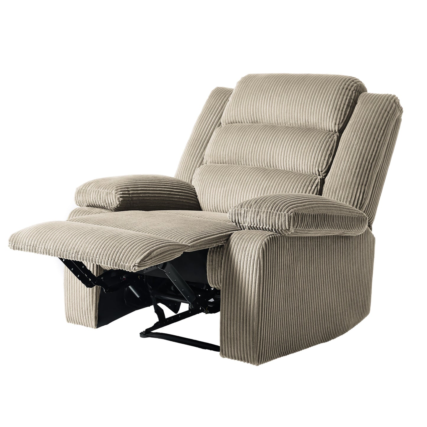 Fauteuil inclinable manuel moderne en velours côtelé, fauteuil inclinable réglable avec accoudoirs larges