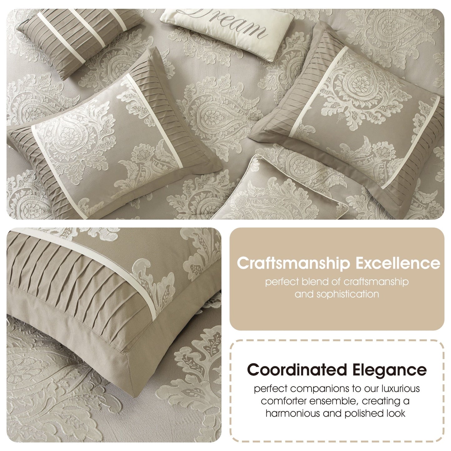 Ensemble de couette traditionnelle damassée Nanshing Tiana 7 pièces