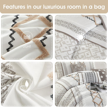 Ensemble de couette brodée bohème Nanshing Trina 15 pièces