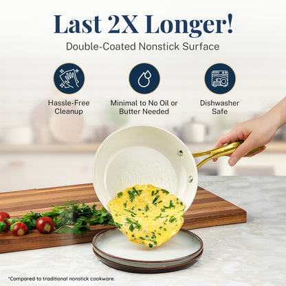 Batterie de cuisine antiadhésive en céramique ultra performante Gotham Steel Natural Collection, 15 pièces, bleu marine