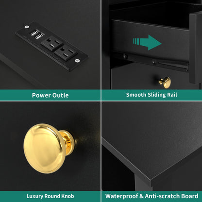 Ensemble de 2 tables de chevet avec station de charge Table d'appoint avec 2 tiroirs avec ports et prises USB Table de chevet
