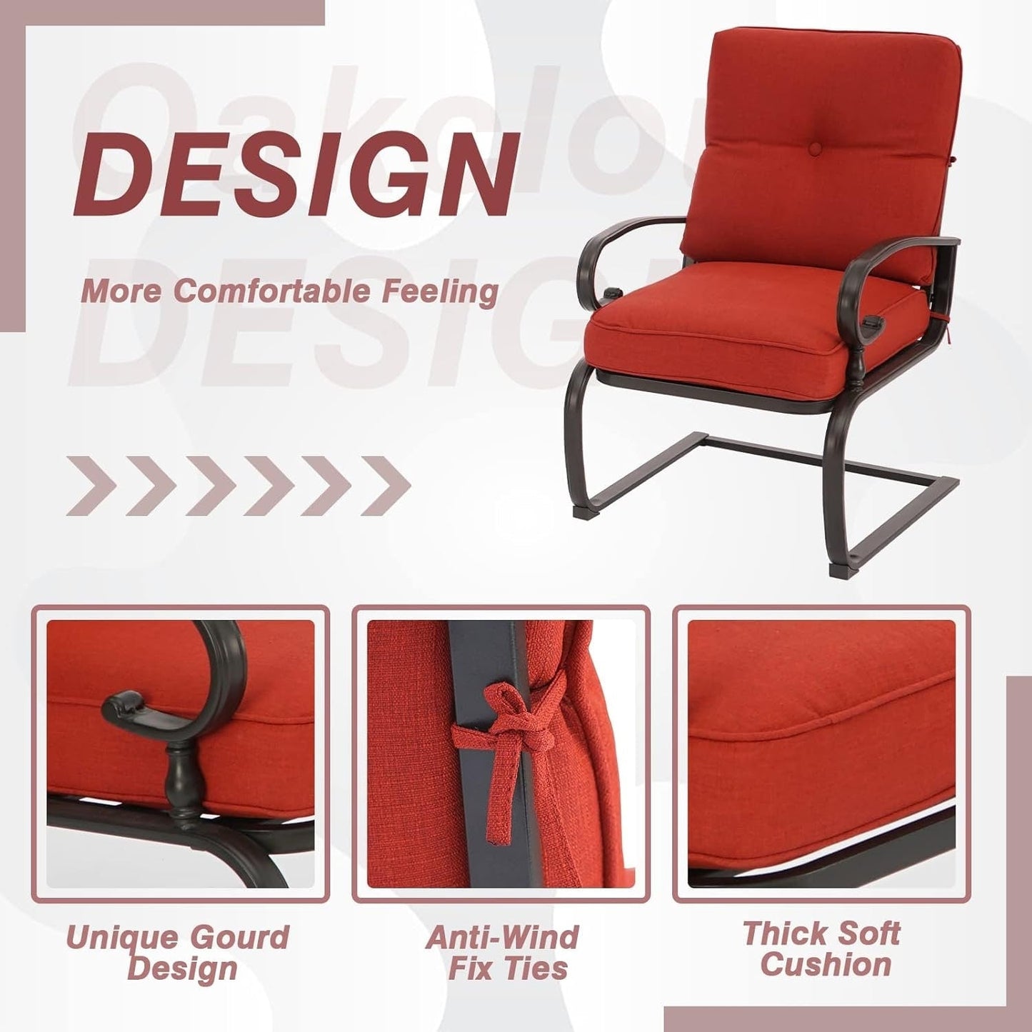 Ensemble bistrot d'extérieur 3 pièces Nista avec coussins et table basse, à ressorts en C, par Havenside Home