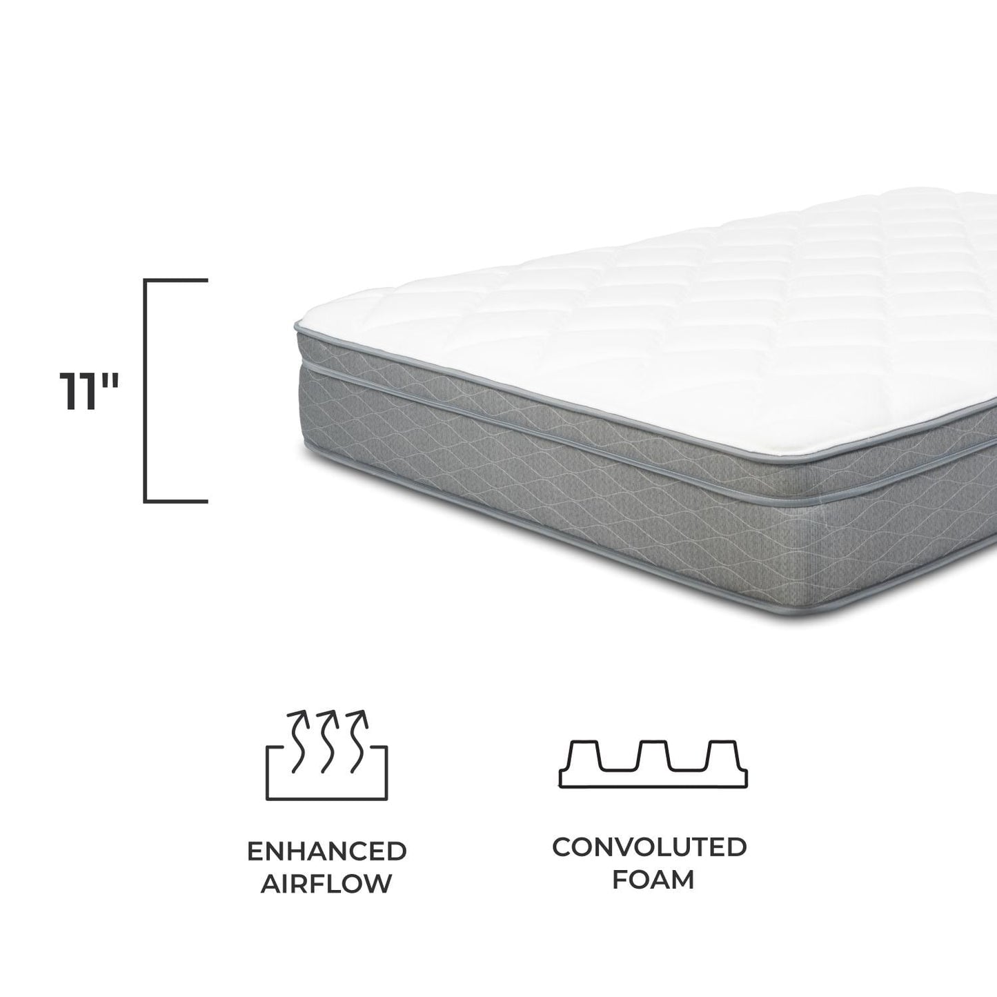 Matelas NuForm 11 à plateau-coussin moyennement moelleux