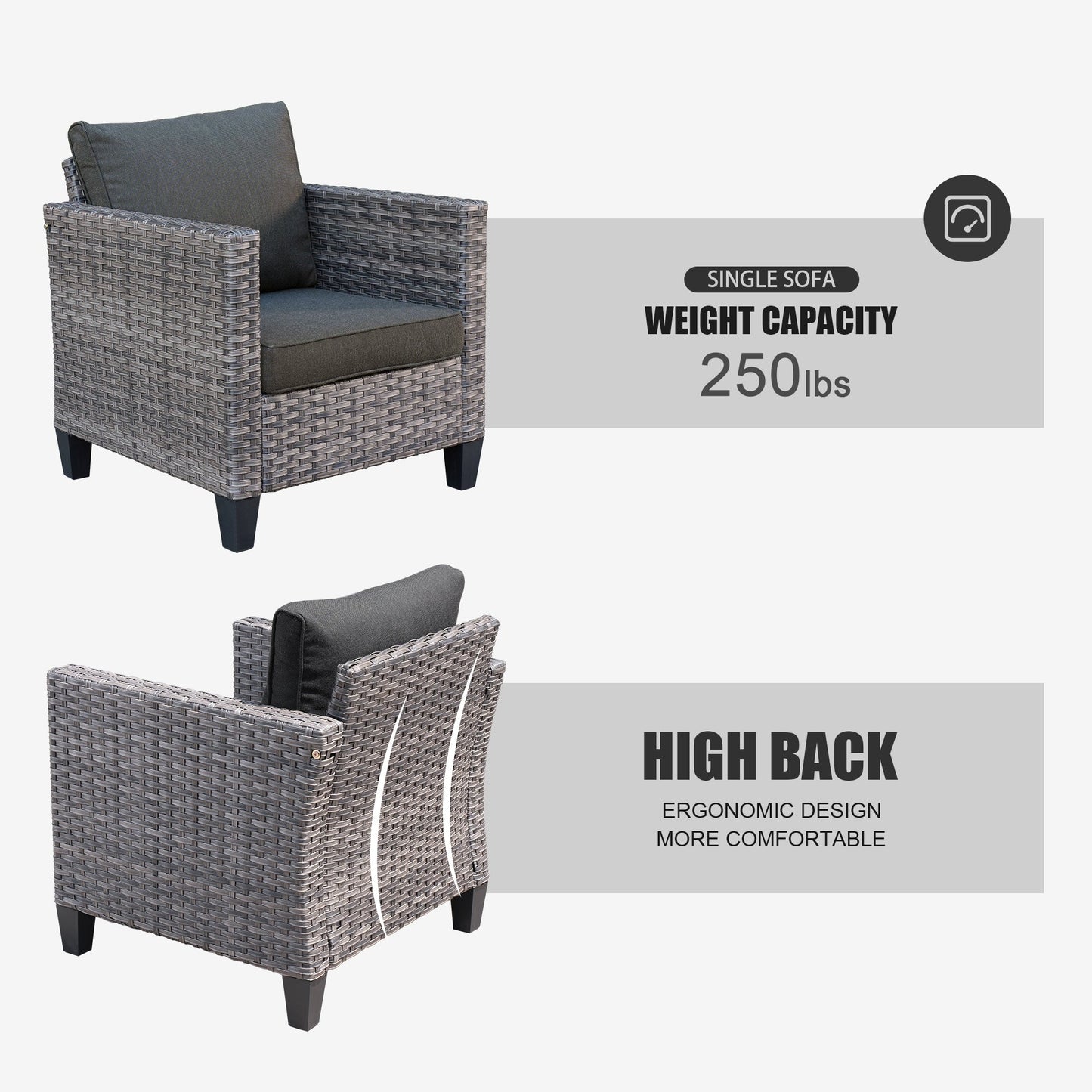 Ensemble de 5 sièges de jardin à dossier haut en osier OVIOS