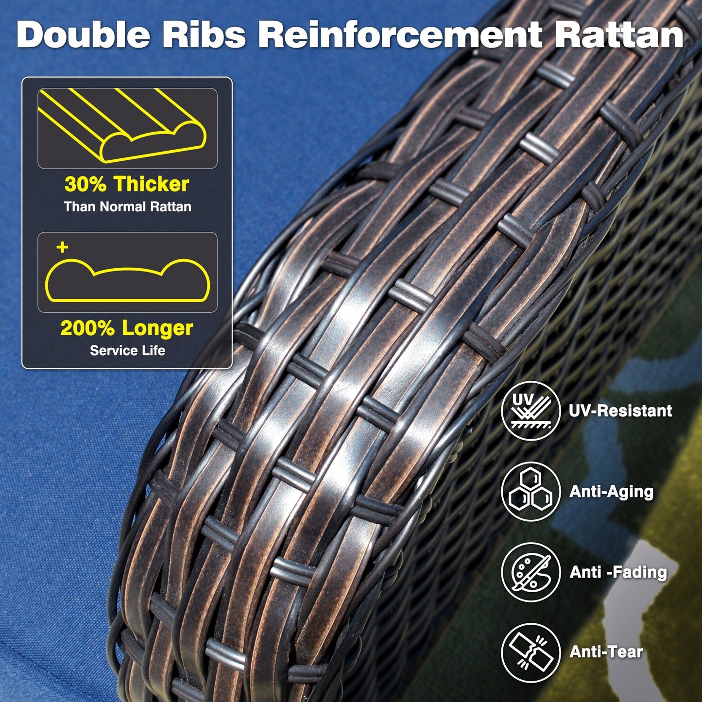Ensemble de conversation 5 pièces en osier pour patio à dossier haut OVIOS