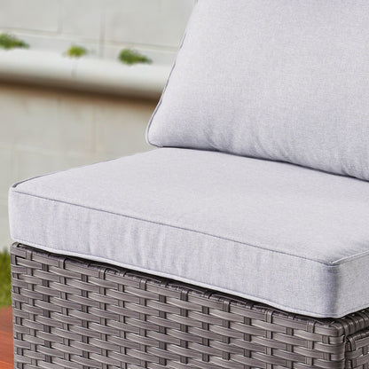 Ensemble de salon sectionnel OVIOS en osier à siège profond, 11 pièces, chaises pivotantes, foyer