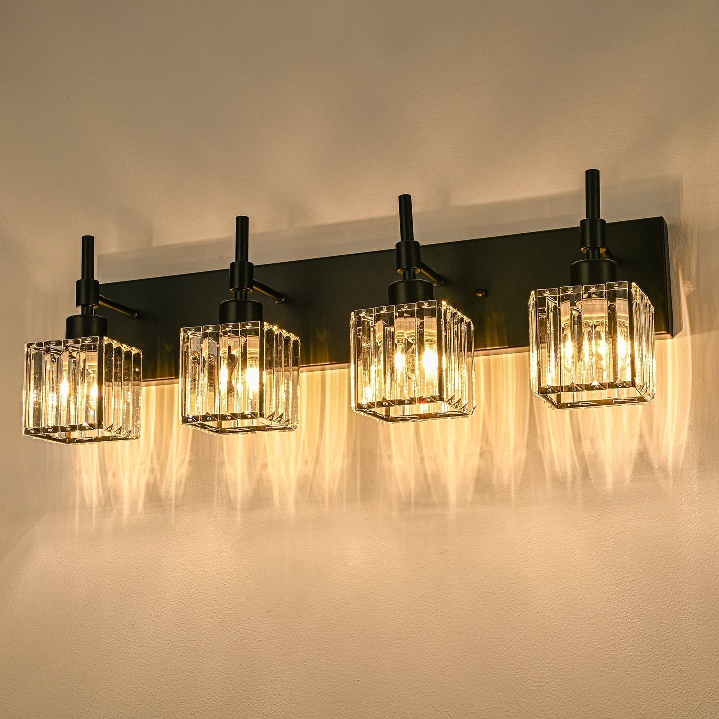 Luminaires de salle de bain en cristal à intensité variable Ora Modern sur miroir Glam Vanity Lights