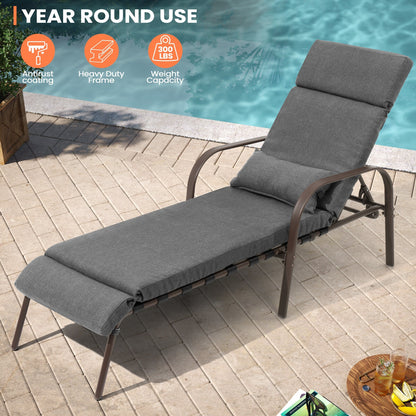 Chaise longue d'extérieur réglable avec coussin pour la plage et la piscine
