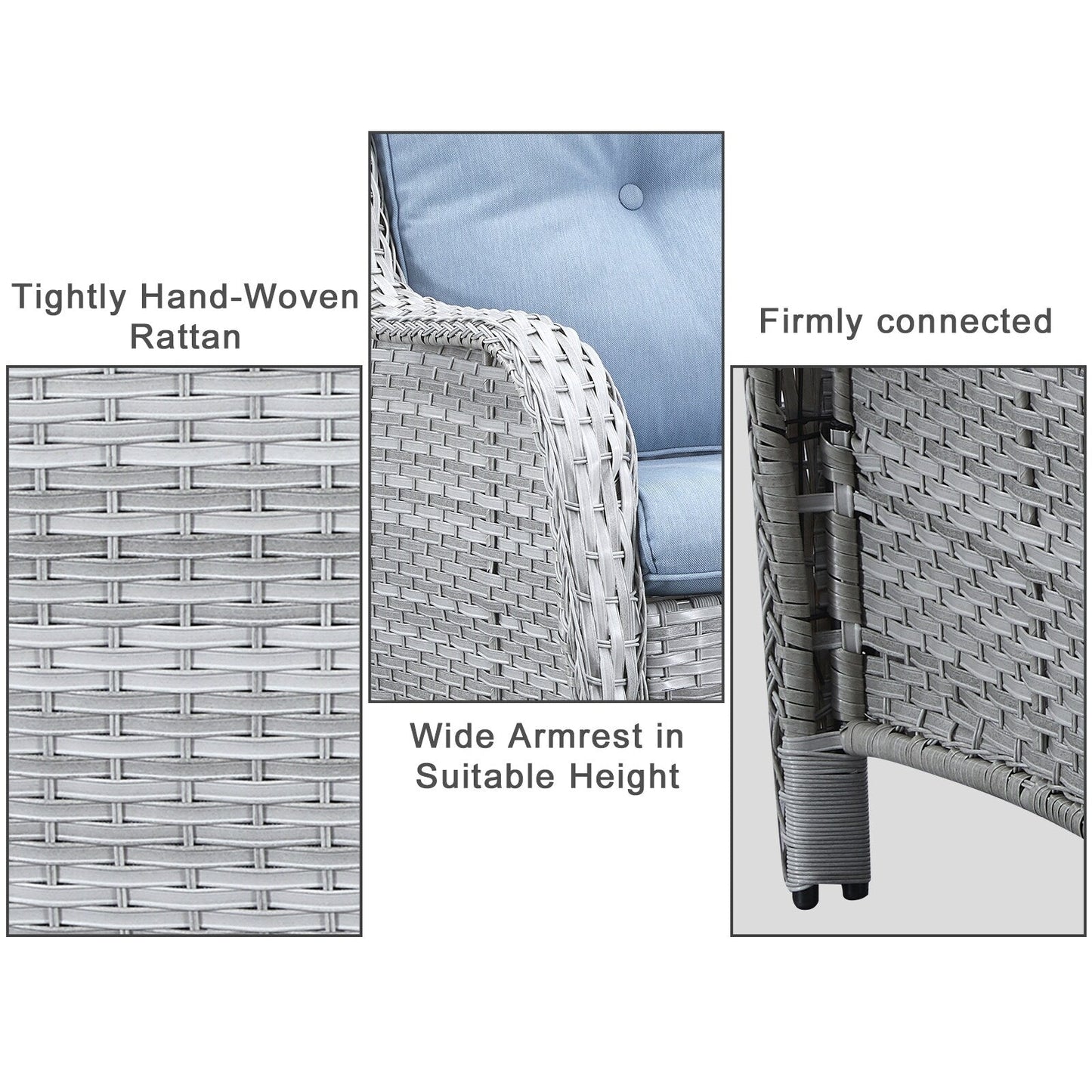 Ensemble de canapés d'extérieur en osier Gymojoy avec causeuse et canapé en rotin