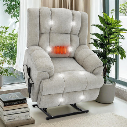 Fauteuil inclinable électrique surdimensionné en chenille avec massage et chauffage lombaire, inclinable en position infinie
