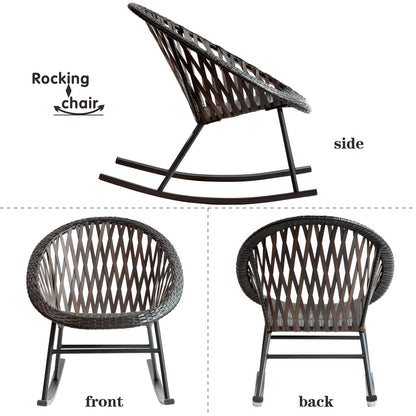 Ensemble bistrot OVIOS 3 pièces avec chaises à bascule et table basse en verre