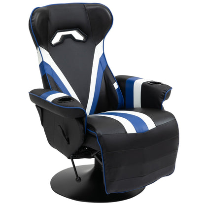 Fauteuil de jeu inclinable sans accoudoirs en PVC avec repose-pieds, porte-gobelets et coutures en losange