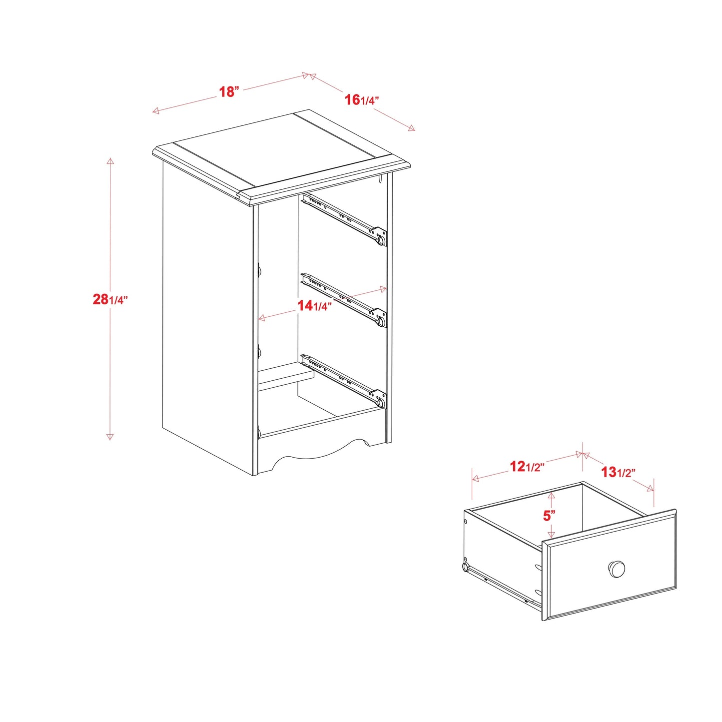 Table de chevet 3 tiroirs 100 % bois massif de Palace Imports avec boutons en métal ou en bois
