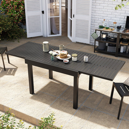 Ensemble de salle à manger d'extérieur en aluminium Pellebant 5/7/9 pièces avec table extensible et chaises empilables