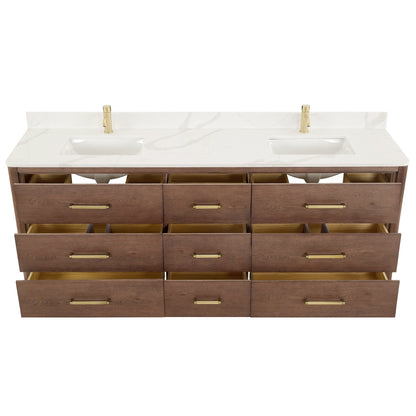 Meuble-lavabo Porto avec dessus en quartz blanc sans miroir