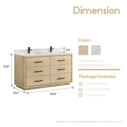 Meuble-lavabo Porto avec dessus en quartz blanc sans miroir